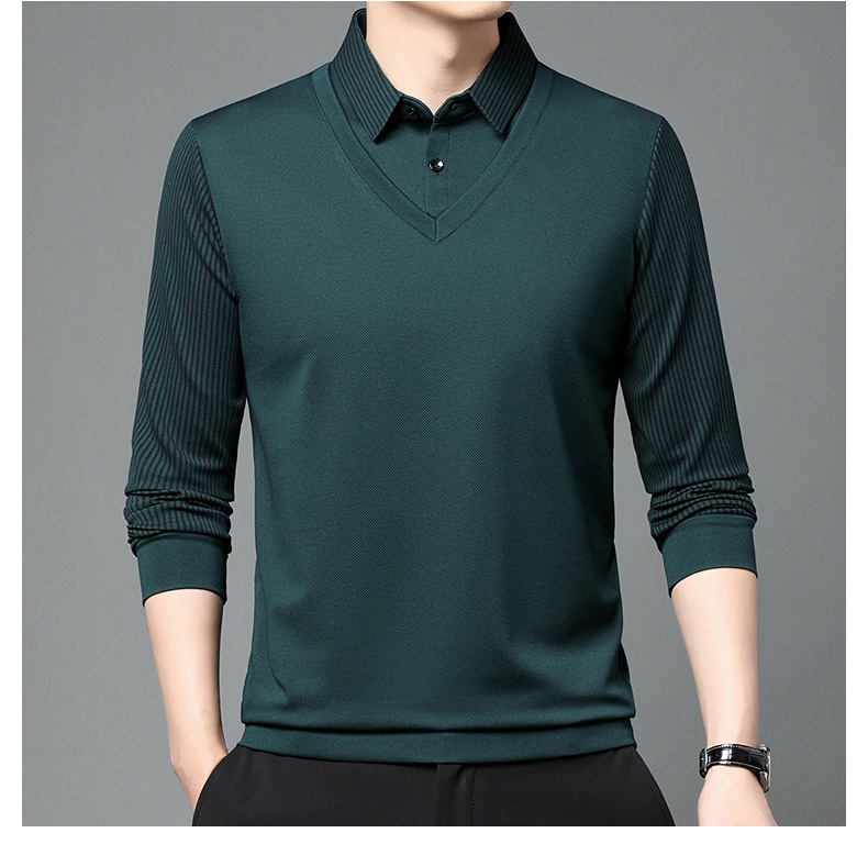🔥【Buy 1 Get 1 Free】🔥【M-4XL】Plush men's POLO shirt 2024 autumn and winter new thickened fake two-piece lapel long-sleeved T-shirt bottoming shirt men