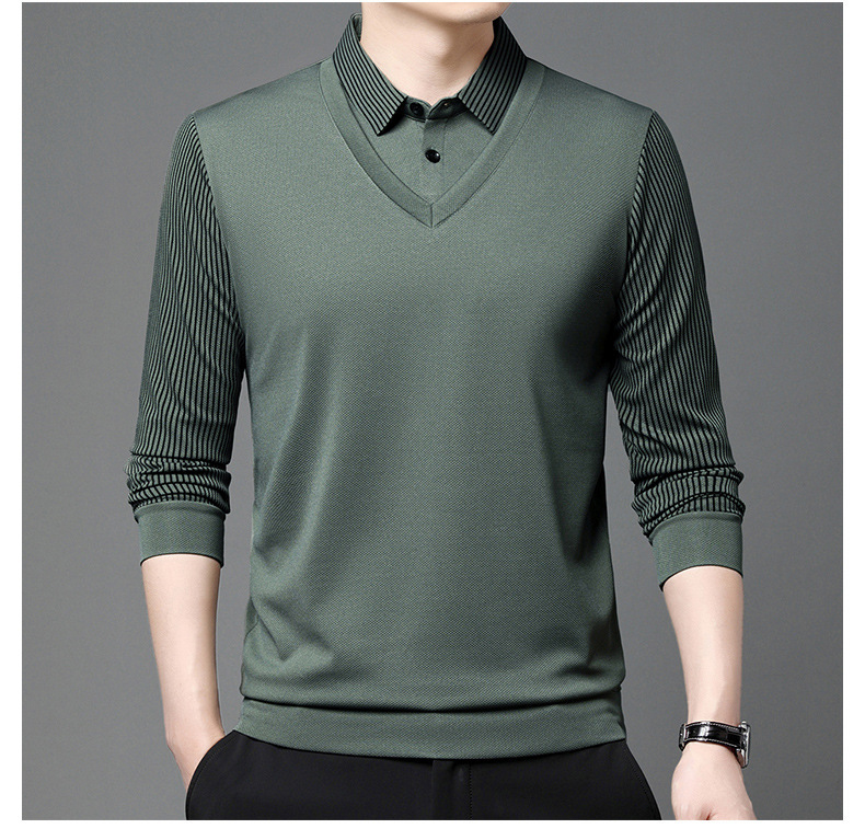 🔥【Buy 1 Get 1 Free】🔥【M-4XL】Plush men's POLO shirt 2024 autumn and winter new thickened fake two-piece lapel long-sleeved T-shirt bottoming shirt men