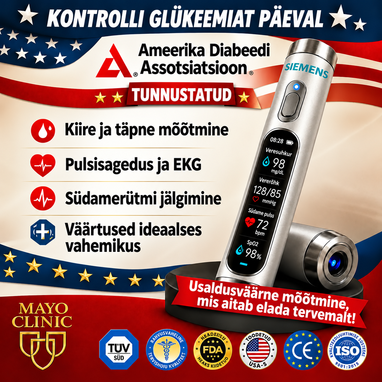✅ 2027. aasta uusim meditsiinitehnoloogiline uuendus: mitteinvasiivne intelligentne veresuhkrumõõtja, mille täpsus on 99,9%