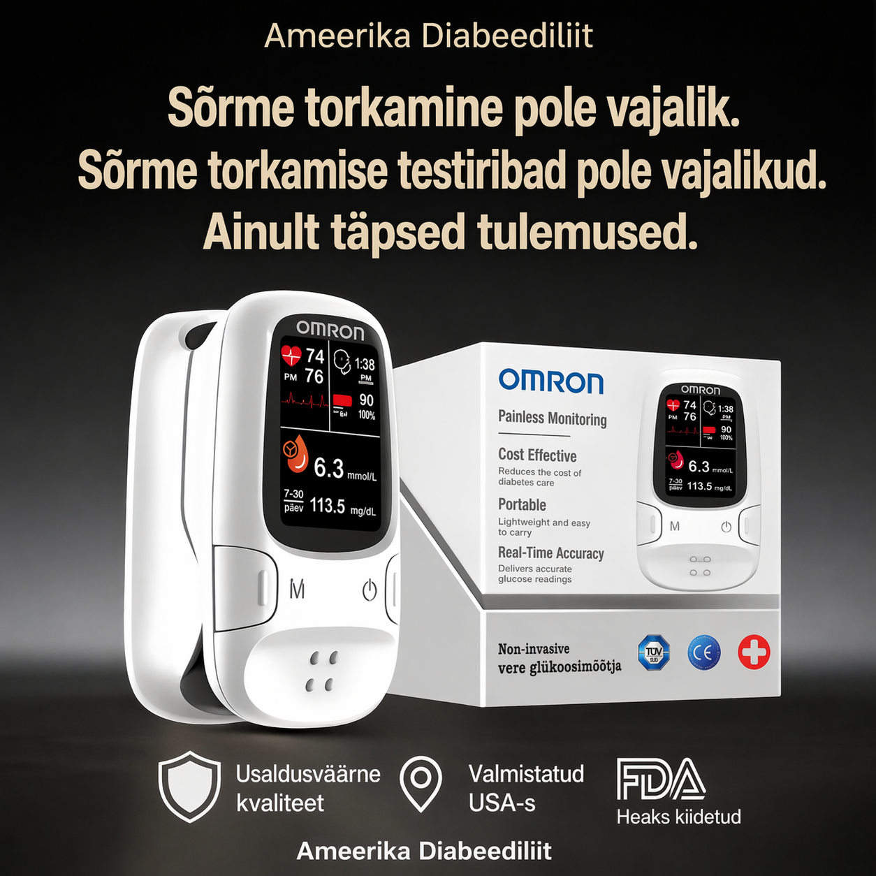 🎖️ Omron™ toob turule uue mitteinvasiivse nutika glükomeetri 🔥 Valmistatud USA-s 🔥