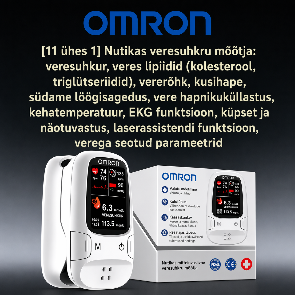 🎖️ Omron™ toob turule uue mitteinvasiivse nutika glükomeetri 🔥 Valmistatud USA-s 🔥