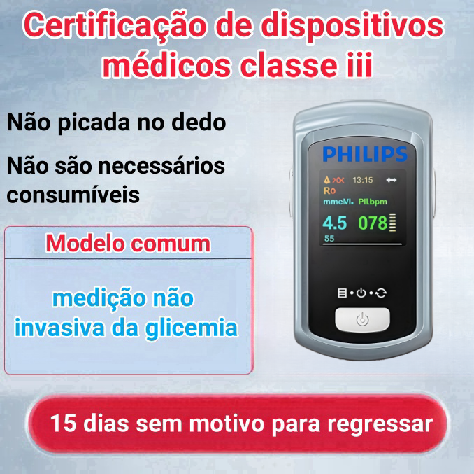🌟 Medidor de glicose não invasivo sem agulha Philips – monitorização de glicose simples e indolor 💉✨