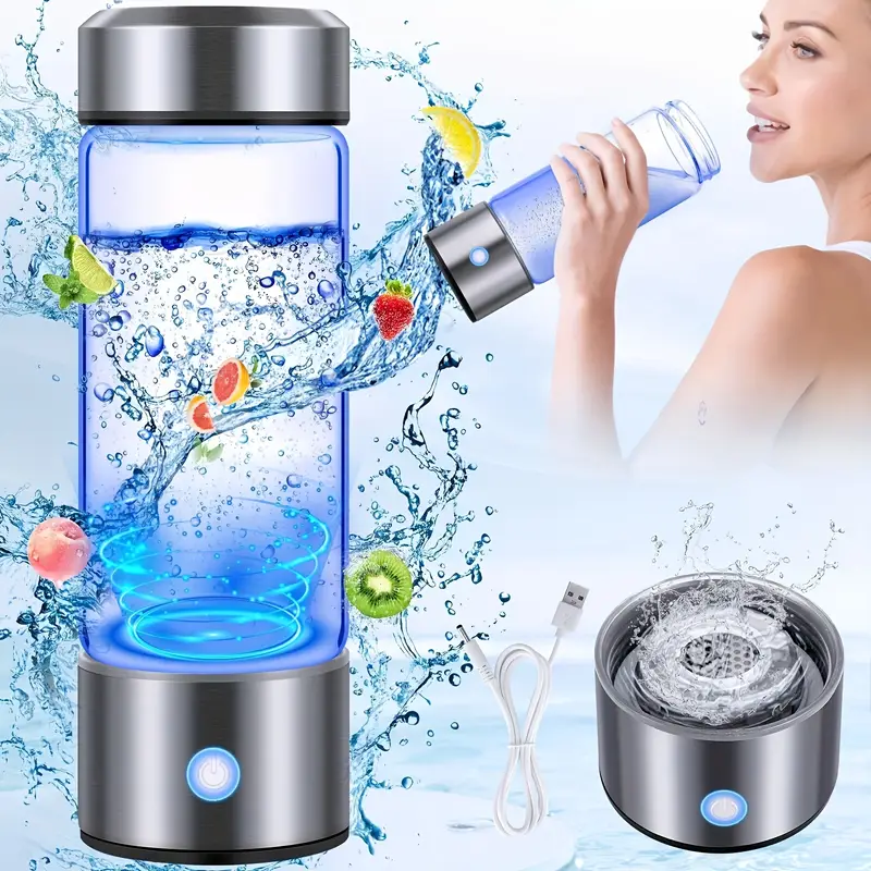   portable hydrogen water bottle stainless   1000mah usb rechargeable fast electrolysis for high concentration hydrogen water lightweight stylish design for home   and outdoor activities details 1