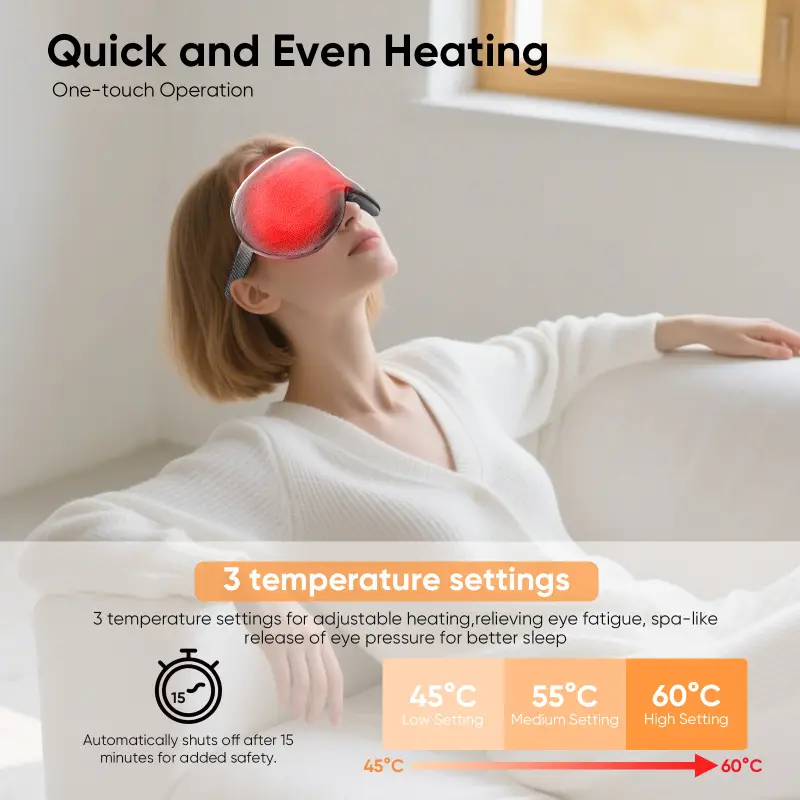 heated eye mask - cordless heated eye mask for dry eyes, blepharitis & puffy eyes relief, 3 temperature & 3 timer, washable, soothing heat   mask for home   use details 1