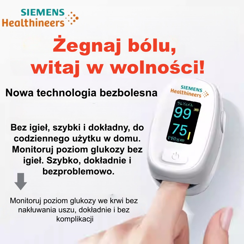 Siemens zmienia zasady gry: Pożegnaj się z ukłuciami! 🚀 Technologia sensoryczna wyświetla poziom cukru we krwi bez użycia igły. Maksymalny komfort i dokładność w zaledwie 3 sekundy.