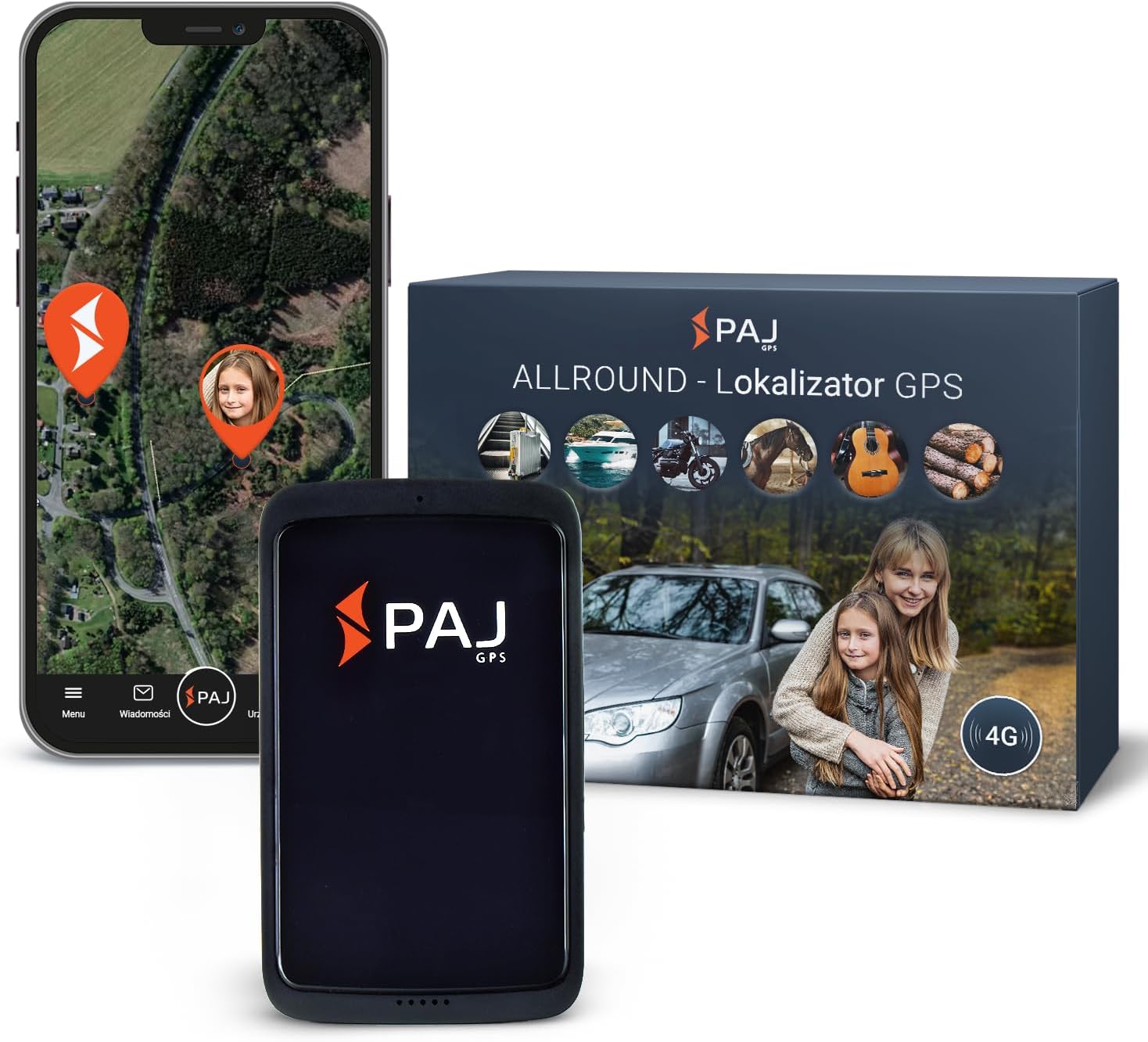 PAJ Easy Finder 4G, GPS Tracker Dla Dzieci, Seniorów i Osób z Demencją, Wiadomości Głosowe, Lokalizacja w Czasie Rzeczywistym, Przycisk SOS, 14 Dni Pracy Na Baterii, Mini Tracker