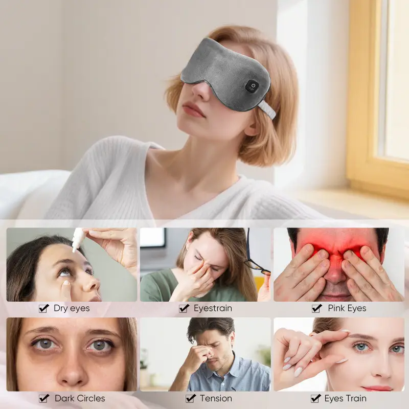 heated eye mask - cordless heated eye mask for dry eyes, blepharitis & puffy eyes relief, 3 temperature & 3 timer, washable, soothing heat   mask for home   use details 2