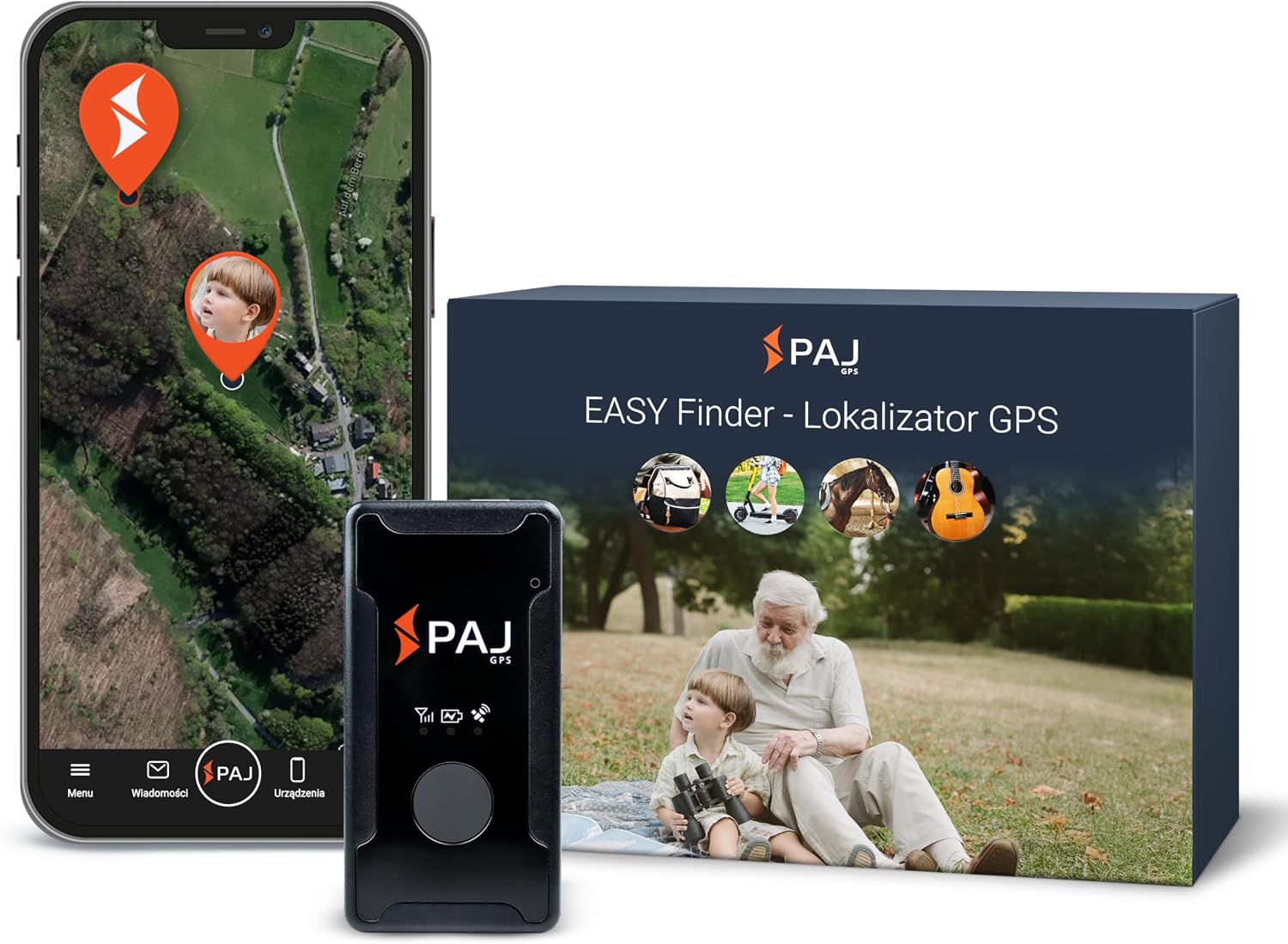 PAJ Easy Finder 4G, GPS Tracker Dla Dzieci, Seniorów i Osób z Demencją, Wiadomości Głosowe, Lokalizacja w Czasie Rzeczywistym, Przycisk SOS, 14 Dni Pracy Na Baterii, Mini Tracker