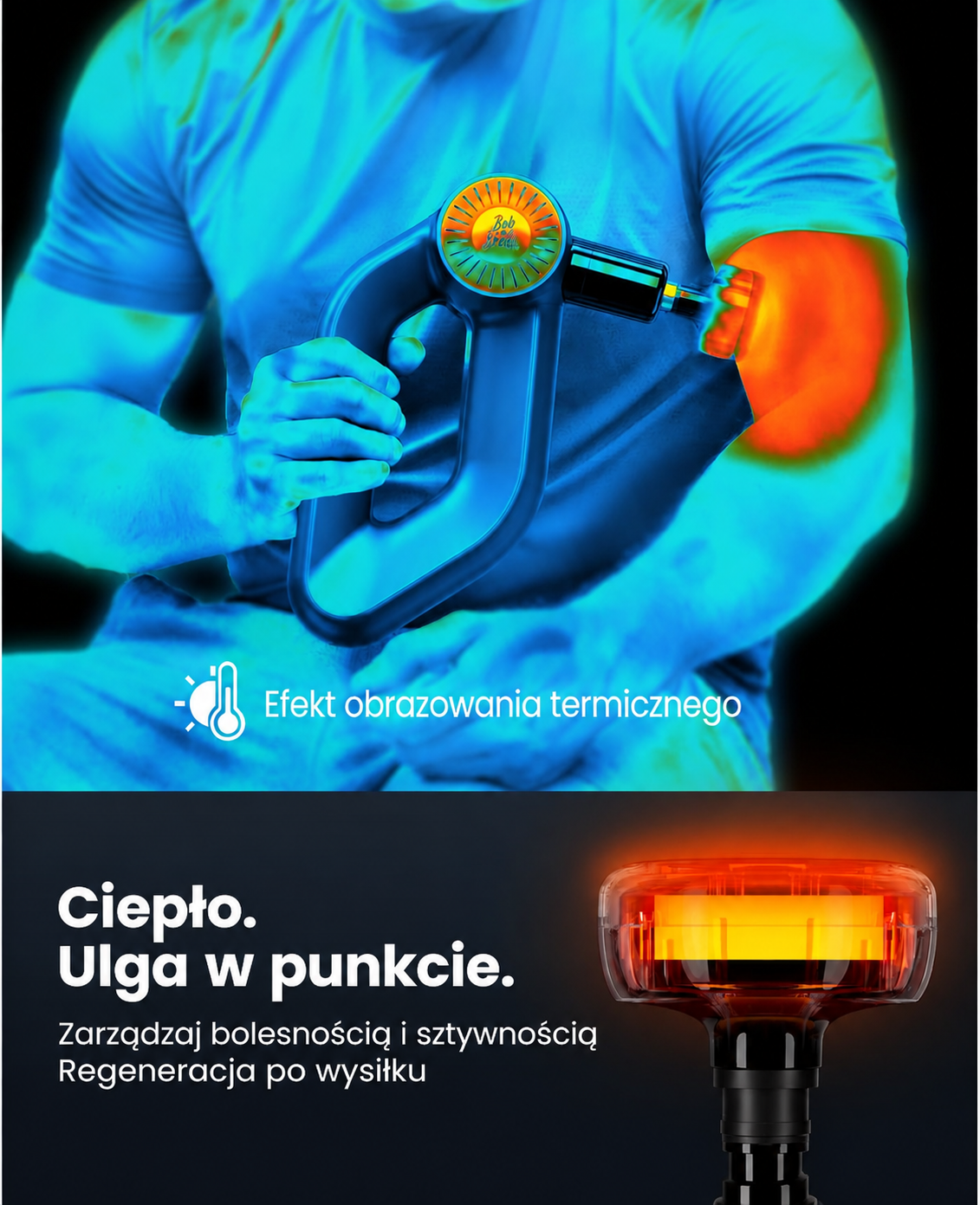 Pistolet do masażu Bob and Brad D6 Pro Plus z funkcją podgrzewania, głębokim masażem tkanek i mięśni, amplitudą 16 mm, elektryczny ręczny masażer udarowy, łagodzi ból mięśni, odpowiedni prezent zarówno dla mężczyzn, jak i kobiet.