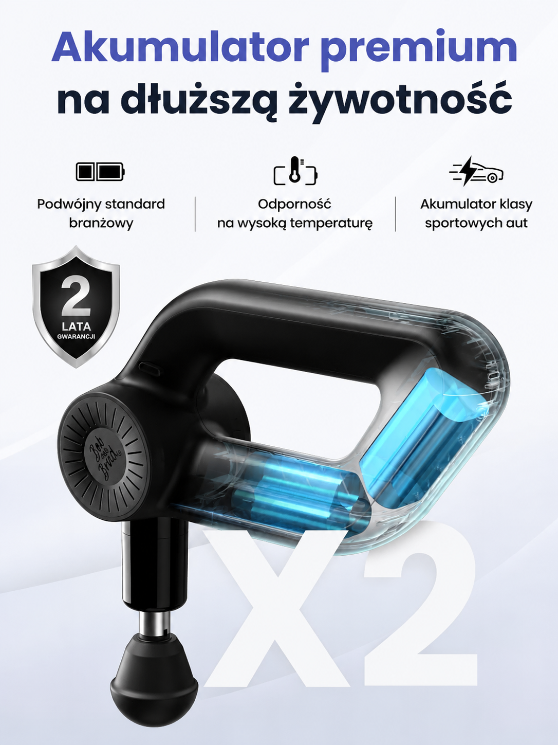 Pistolet do masażu Bob and Brad D6 Pro Plus z funkcją podgrzewania, głębokim masażem tkanek i mięśni, amplitudą 16 mm, elektryczny ręczny masażer udarowy, łagodzi ból mięśni, odpowiedni prezent zarówno dla mężczyzn, jak i kobiet.