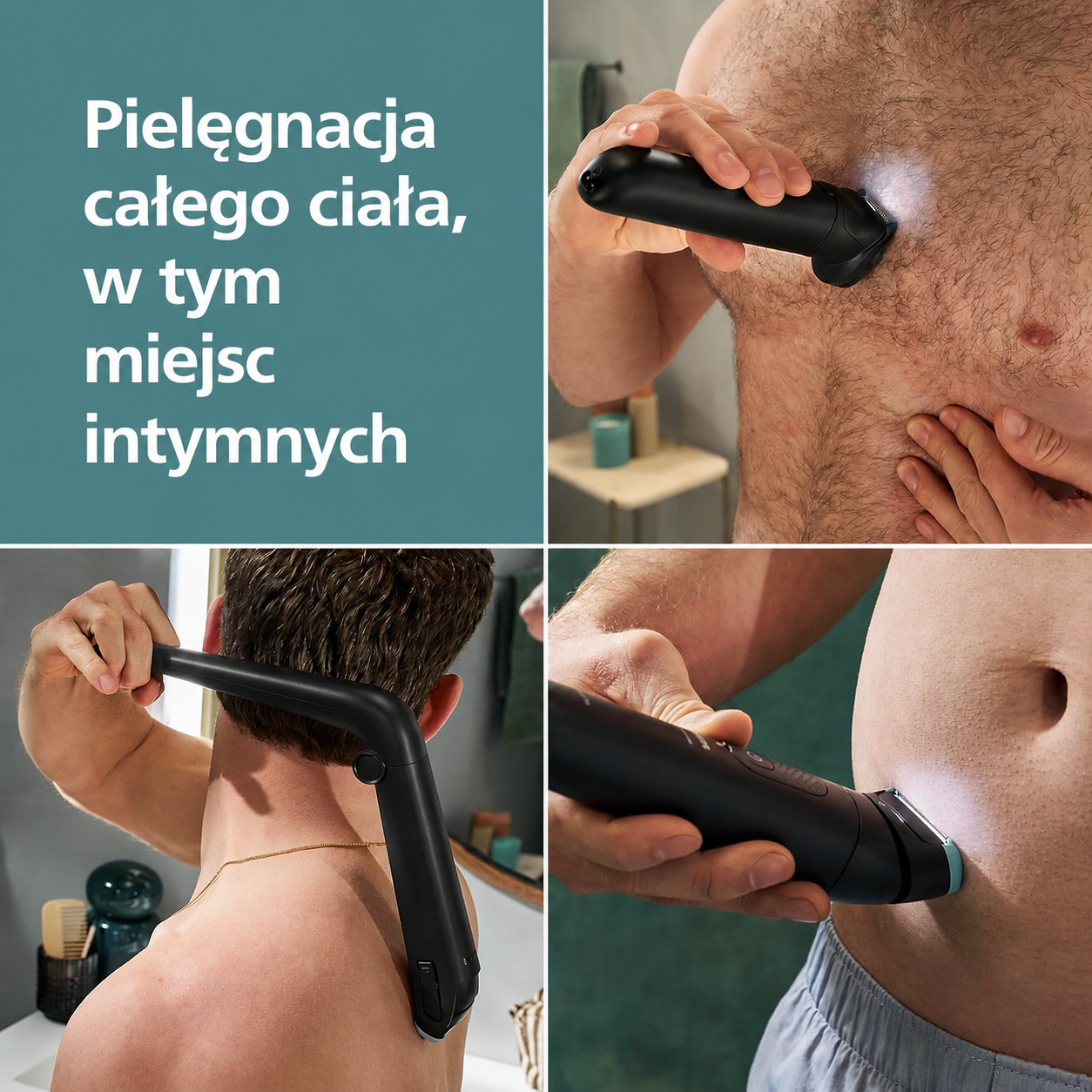 Golarka do ciała Philips seria 7000 – z głowicą golącą z podwójnym systemem 2D i potrójną ochroną, umożliwia precyzyjne i delikatne usuwanie włosów z okolic intymnych, w pełni wodoodporna, czas pracy na jednym ładowaniu do 120 minut