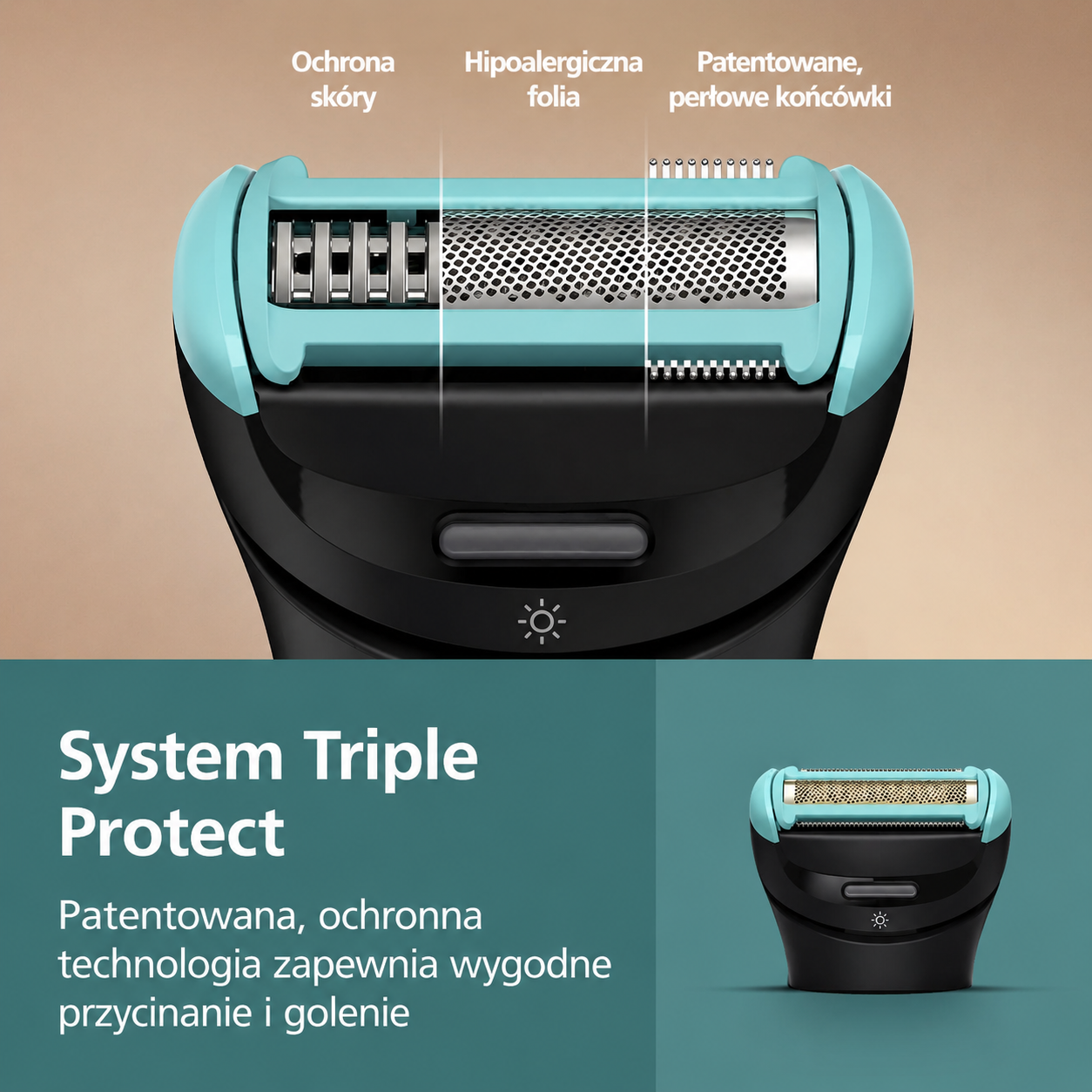 Golarka do ciała Philips seria 7000 – z głowicą golącą z podwójnym systemem 2D i potrójną ochroną, umożliwia precyzyjne i delikatne usuwanie włosów z okolic intymnych, w pełni wodoodporna, czas pracy na jednym ładowaniu do 120 minut