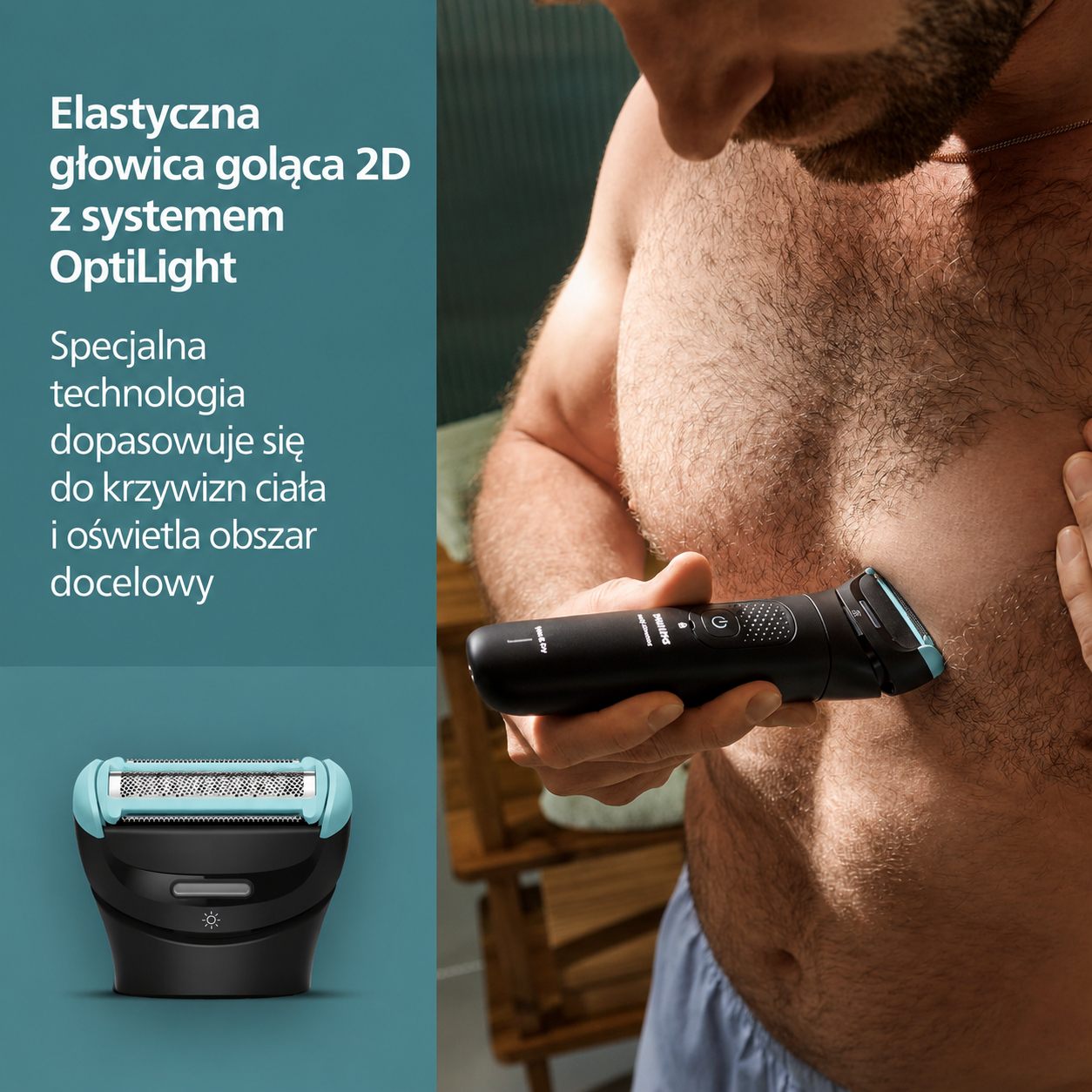 Golarka do ciała Philips seria 7000 – z głowicą golącą z podwójnym systemem 2D i potrójną ochroną, umożliwia precyzyjne i delikatne usuwanie włosów z okolic intymnych, w pełni wodoodporna, czas pracy na jednym ładowaniu do 120 minut