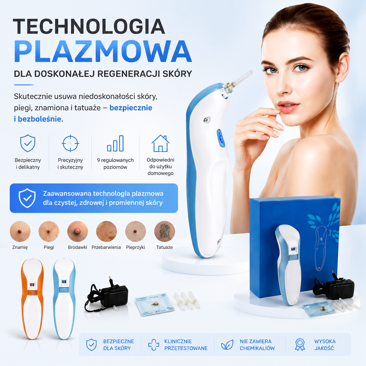 Pióro do usuwania znamion z technologią lewitacji magnetycznej do użytku domowego, pióro do usuwania brodawek i plam na twarzy, białe pióro w kształcie delfina, plazmowe urządzenie do usuwania plam do salonów kosmetycznych