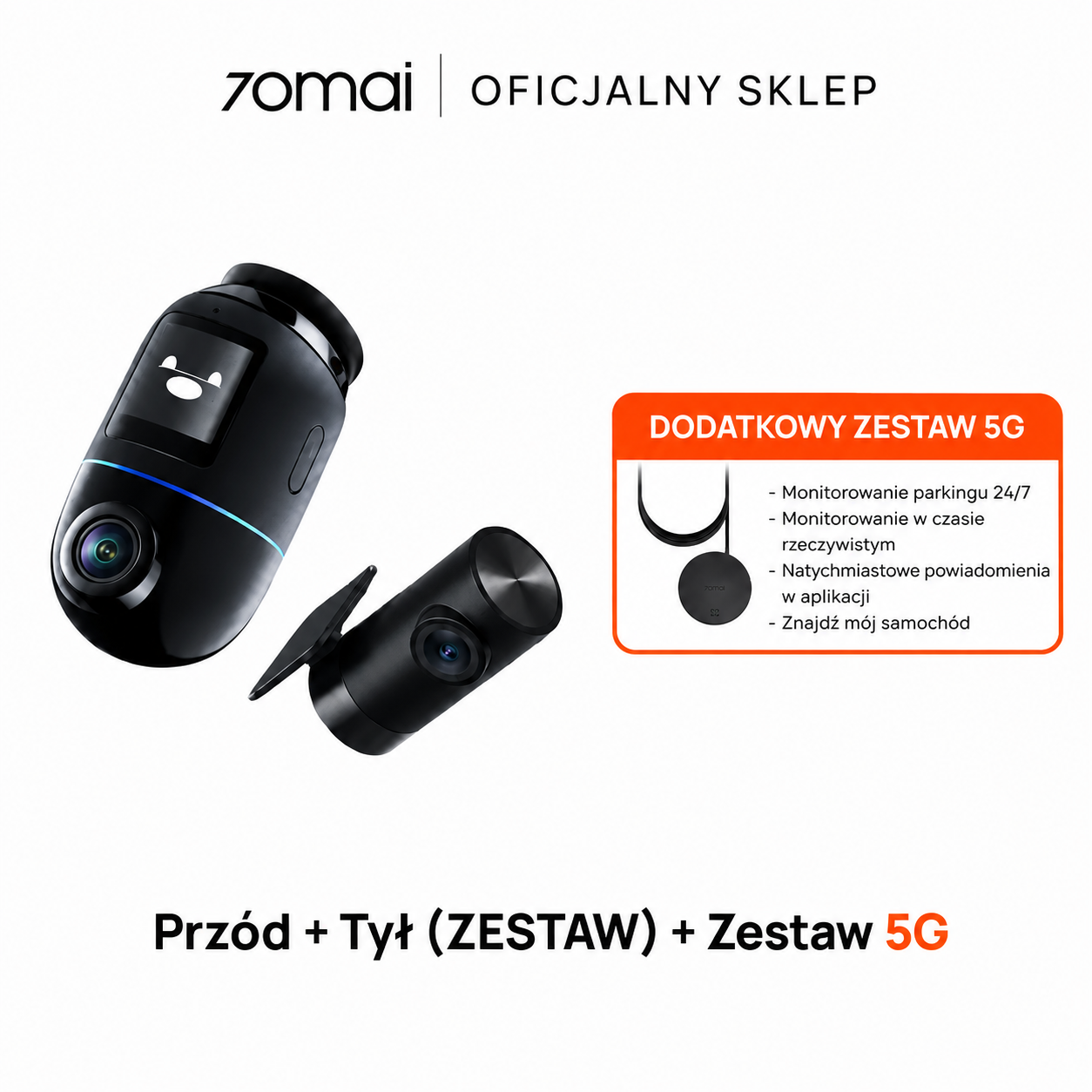 Kamera samochodowa 70mai Omni X800 360° o rozdzielczości 4K | Łączność 4G | Wykrywanie ruchu AI | Buforowane nagrywanie awaryjne