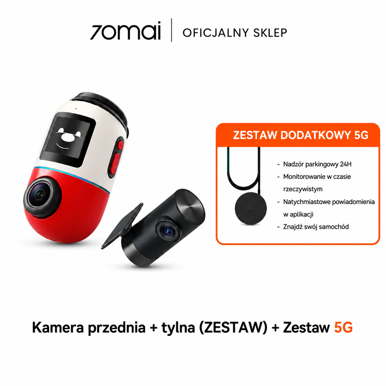 Kamera samochodowa 70mai Omni X800 360° o rozdzielczości 4K | Łączność 4G | Wykrywanie ruchu AI | Buforowane nagrywanie awaryjne
