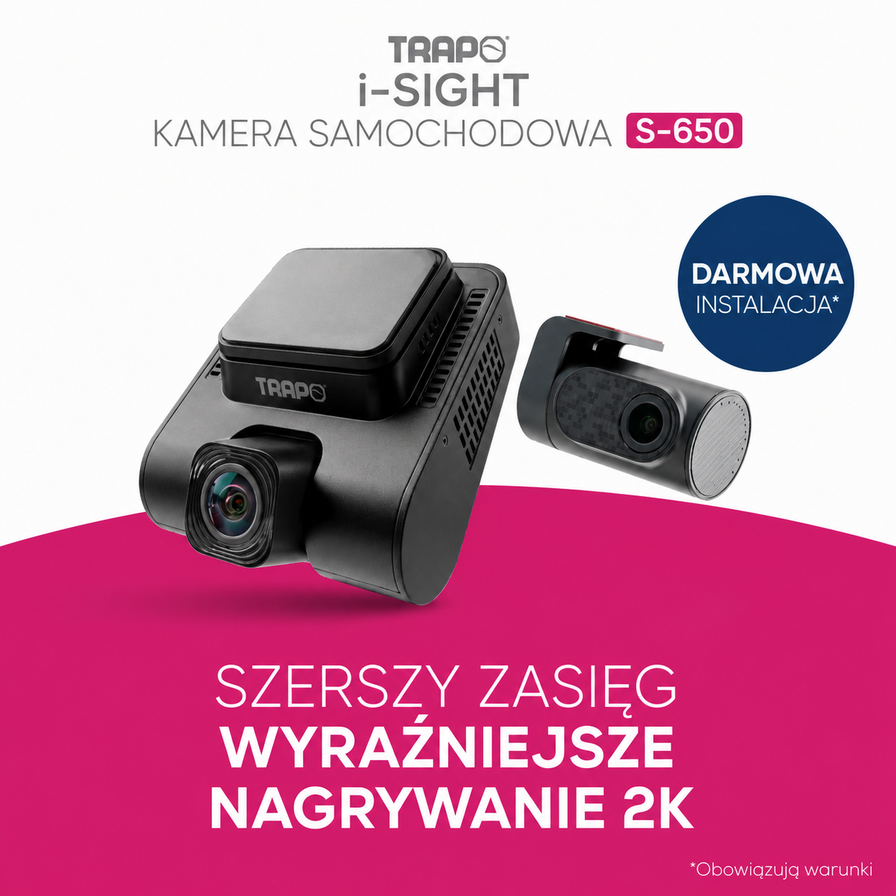 Rejestrator jazdy Trapo i-Sight S-650 | 2K HDR | 60 klatek/s | System ADAS