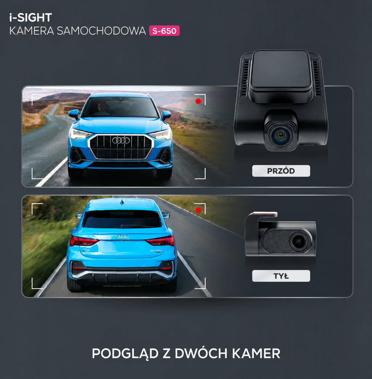 Rejestrator jazdy Trapo i-Sight S-650 | 2K HDR | 60 klatek/s | System ADAS