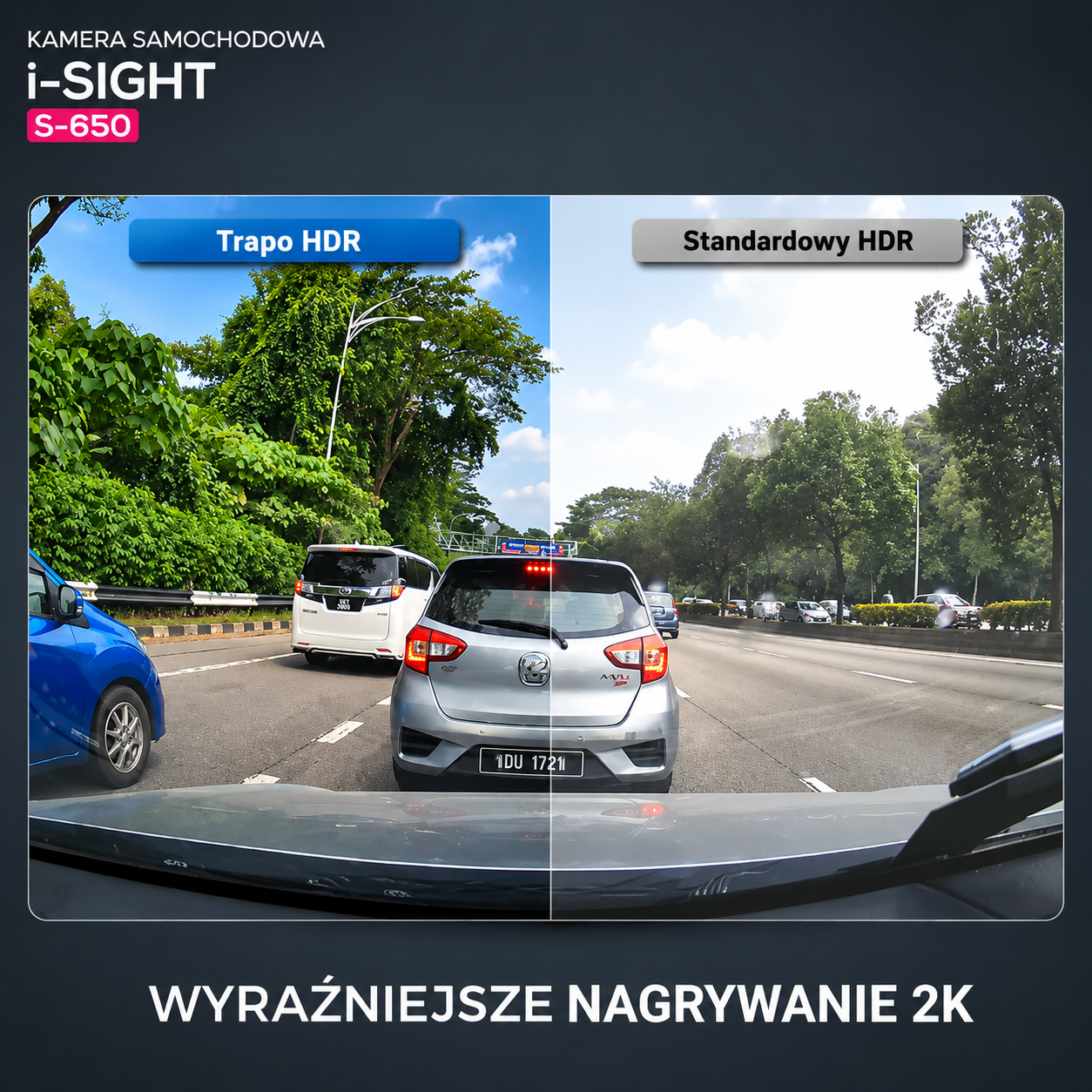 Rejestrator jazdy Trapo i-Sight S-650 | 2K HDR | 60 klatek/s | System ADAS