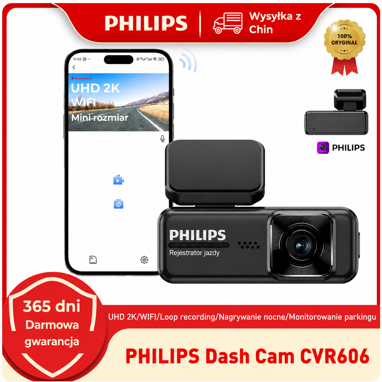 [Copy]70mai M500 Kamera samochodowa z WBUDOWANĄ pamięcią 64GB