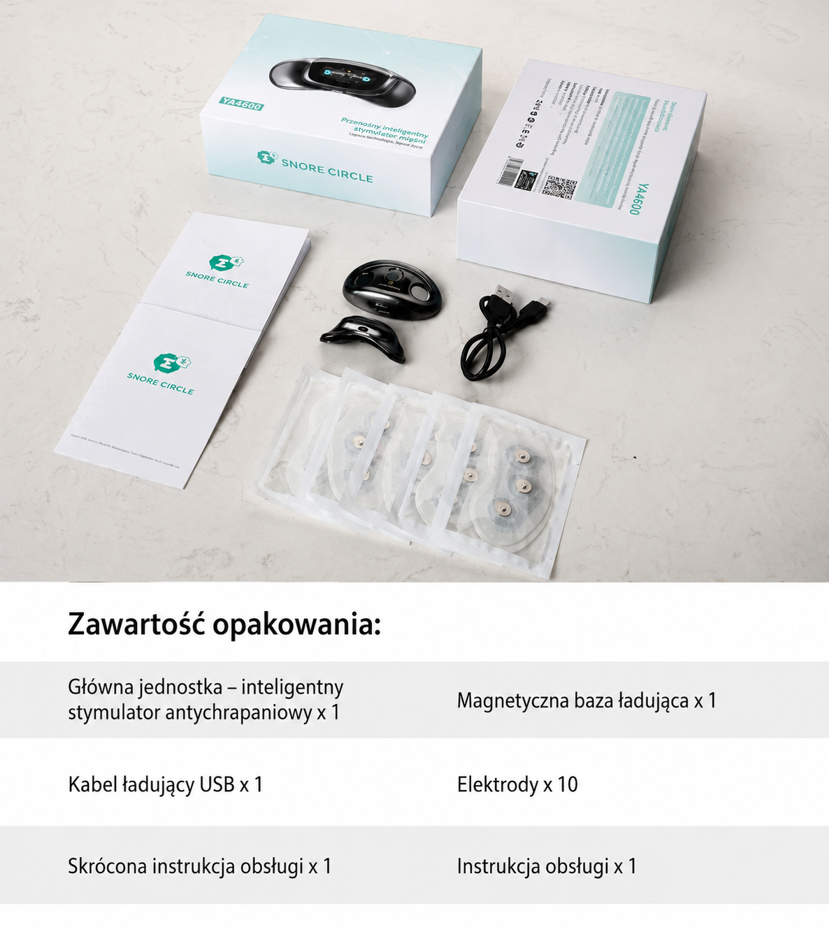 YA4600 – Inteligentne urządzenie przeciw chrapaniu nowej generacji z elektroniczną stymulacją mięśni
