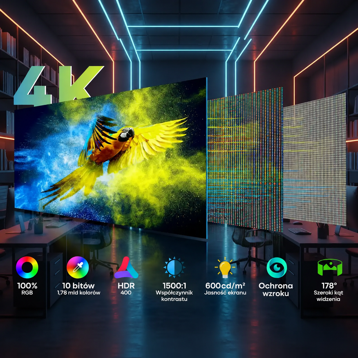 **TUTT 15,6" Przenośny monitor gamingowy 4K | Wbudowana bateria 8000 mAh i technologia AMD FreeSync™ | Skórzane etui B15**