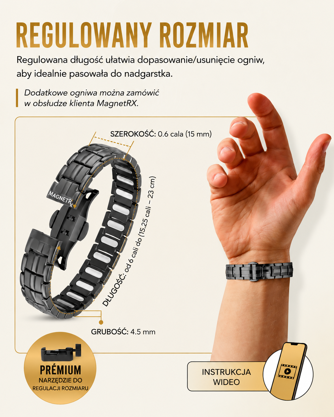 [Copy]MagnetRX® Muška magnetska narukvica – magneti snage 5 puta veće od EllipseMAX od 5000 Gaussa – američki dizajn i patentiran sustav – premium titanska muška magnetska narukvica podesive duljine