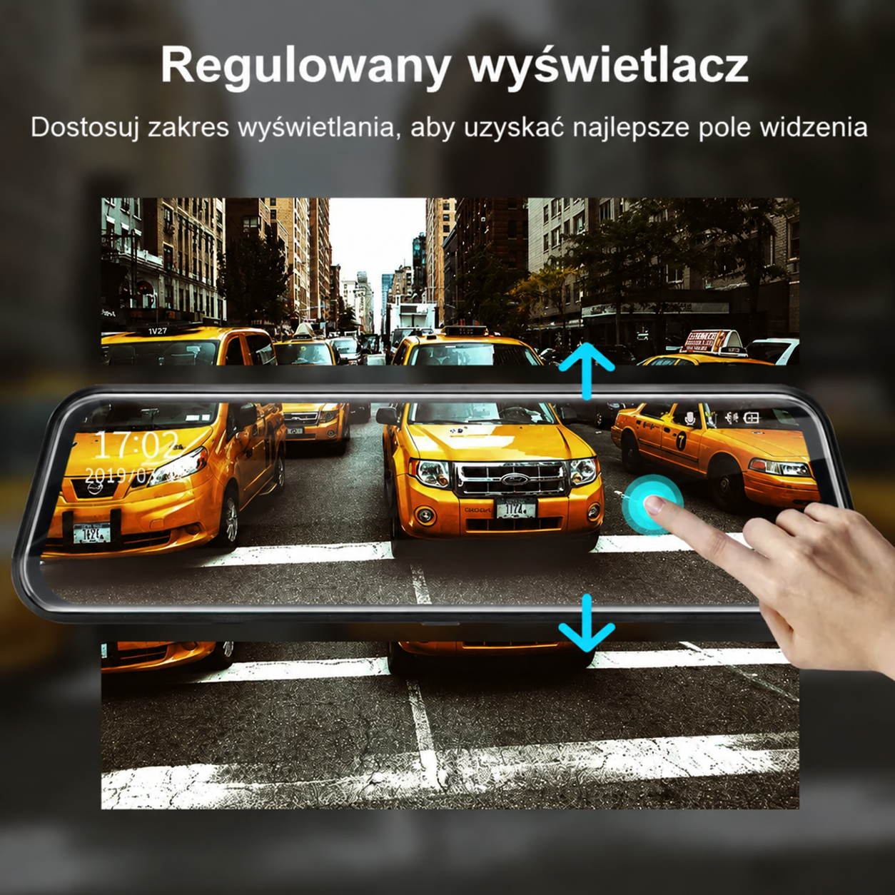 Asawin H5PRO Wideorejestrator lusterkowy dwukamerowy 2K WiFi, ekran dotykowy 10 cali, samochodowy rejestrator DVR z noktowizją