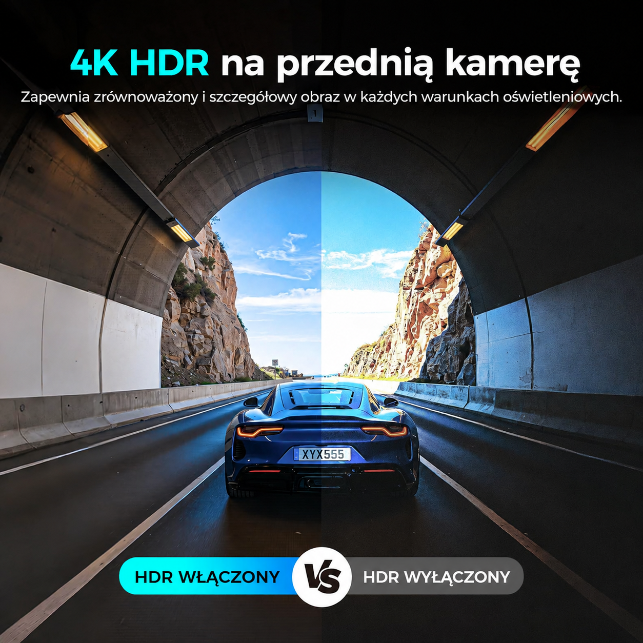 Wideorejestrator DDPAI N5 Dual 4K przedni i tylny, rozdzielczość 2160P+1080P, wbudowany GPS, WiFi 5GHz, wbudowana pamięć eMMC 32 GB (darmowa), obsługa kart do 512 GB, radarowa detekcja ruchu, noktowizja, całodobowy tryb monitoringu parkowania