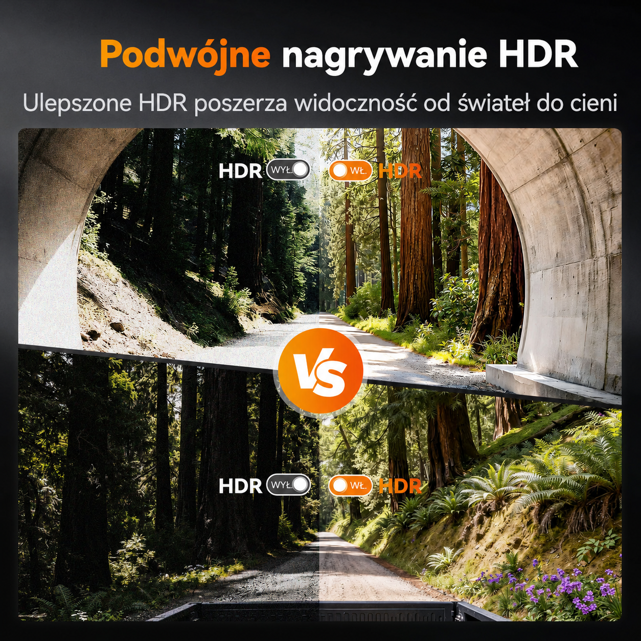 Kamera samochodowa Wolfbox X5 Duo przód-tył 4K + 2,5K z czujnikiem STARVIS 2 IMX678, kompaktowa mini kamera samochodowa