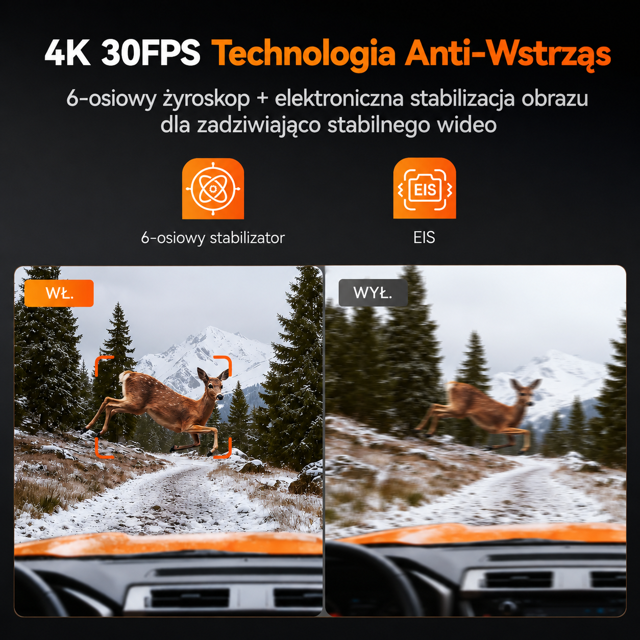 Kamera samochodowa Wolfbox X5 Duo przód-tył 4K + 2,5K z czujnikiem STARVIS 2 IMX678, kompaktowa mini kamera samochodowa