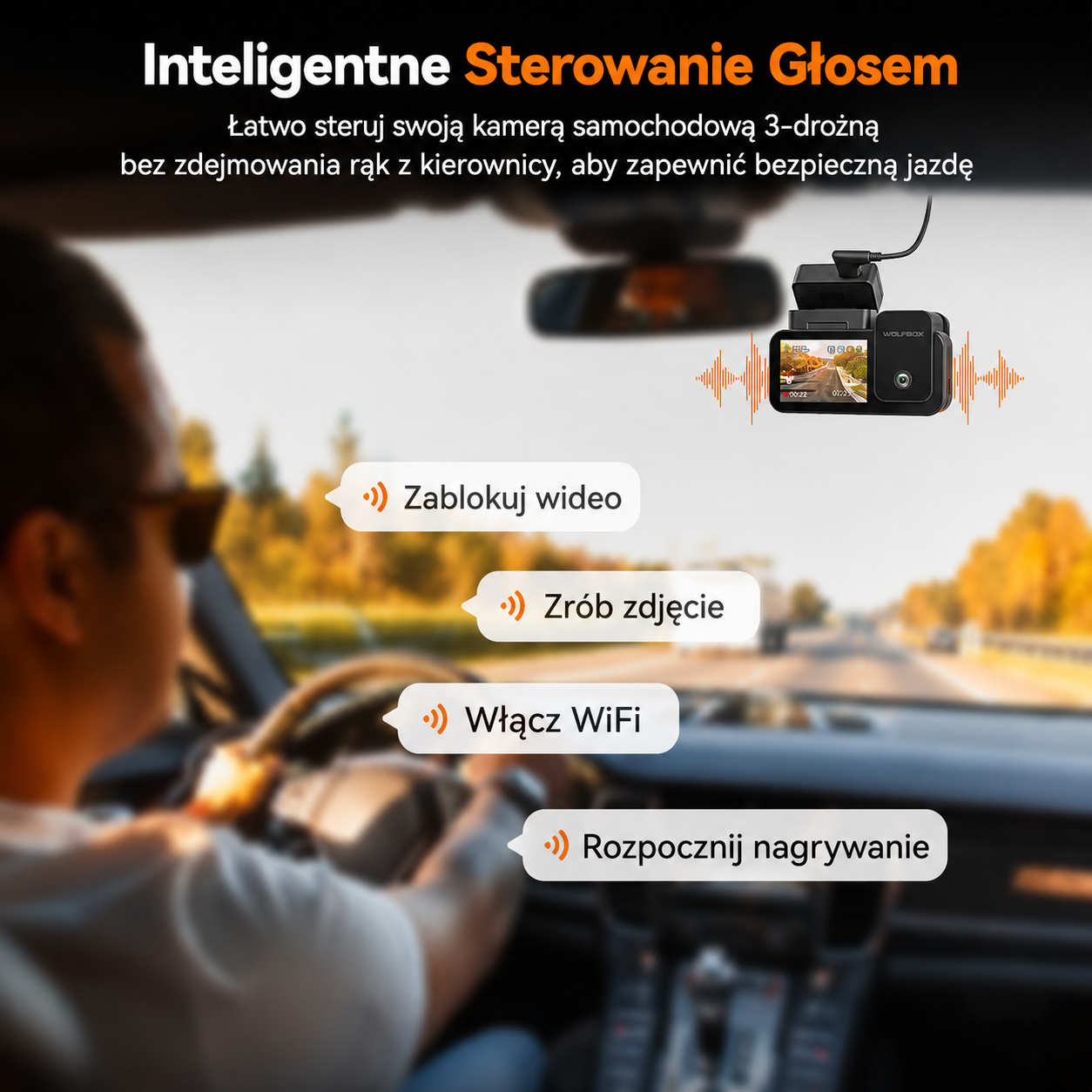 [Copy]Kamera samochodowa Wolfbox X5 Duo przód-tył 4K + 2,5K z czujnikiem STARVIS 2 IMX678, kompaktowa mini kamera samochodowa