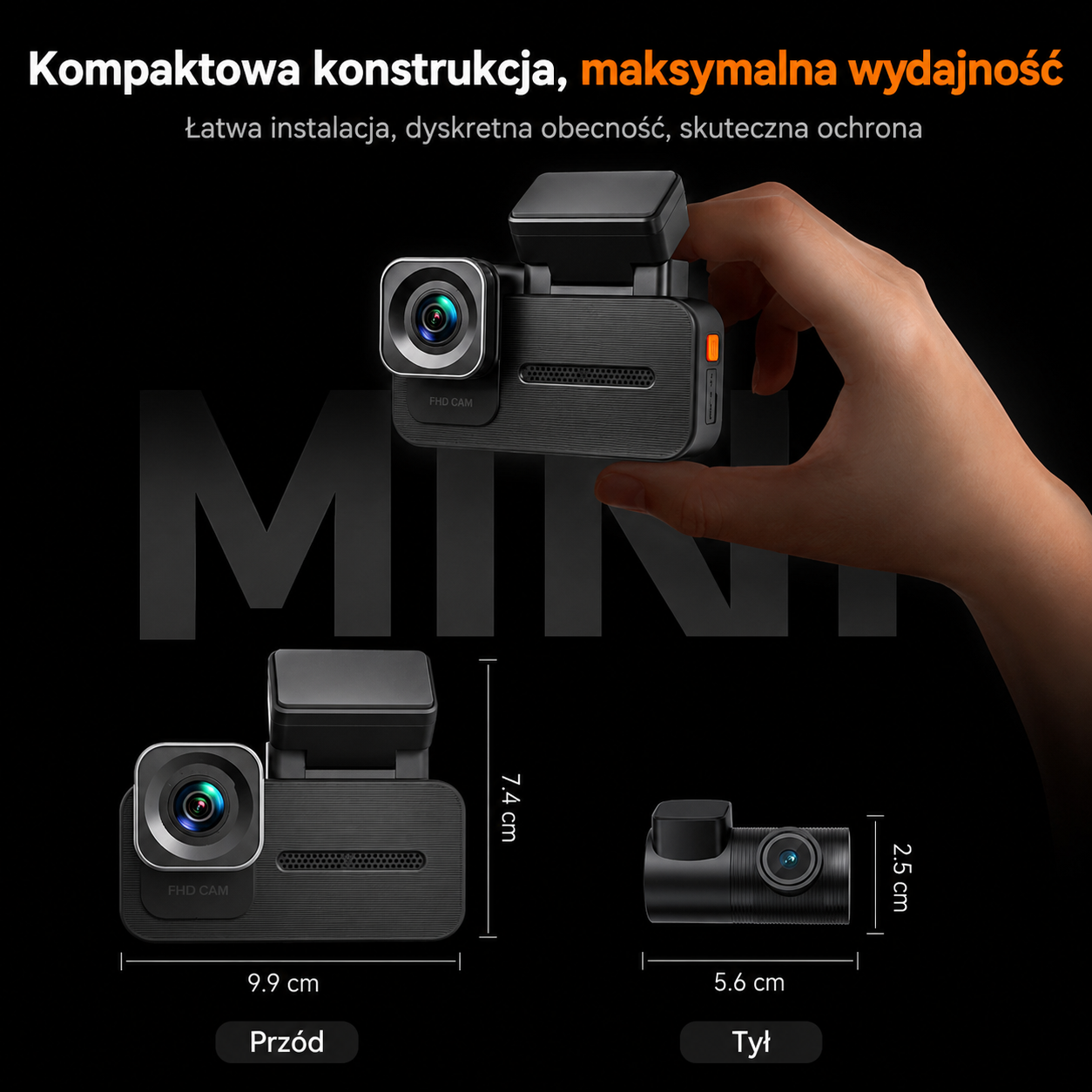 [Copy]Kamera samochodowa Wolfbox X5 Duo przód-tył 4K + 2,5K z czujnikiem STARVIS 2 IMX678, kompaktowa mini kamera samochodowa
