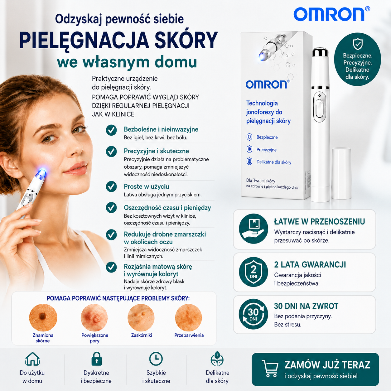 Omron™ wielofunkcyjne piórko do usuwania znamion dla całego ciała – najnowszy model z 2026 roku. Bezbolesne, nieinwazyjne rozwiązanie do pielęgnacji skóry. Umożliwia szybkie usuwanie znamion w zaciszu własnego domu, bez powstawania blizn. Wyprodukowane w