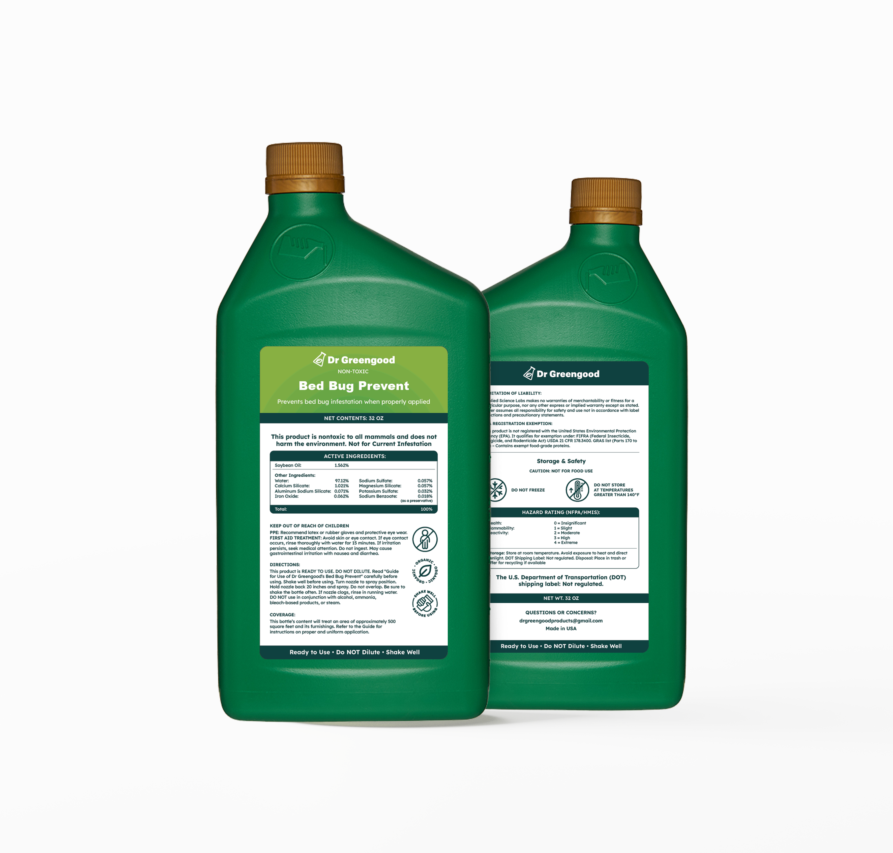 Dr Greengood Commercial Bed Bug Preventative 32 Oz. Bottle - Ready to use (365 Days of Leave Behind)
