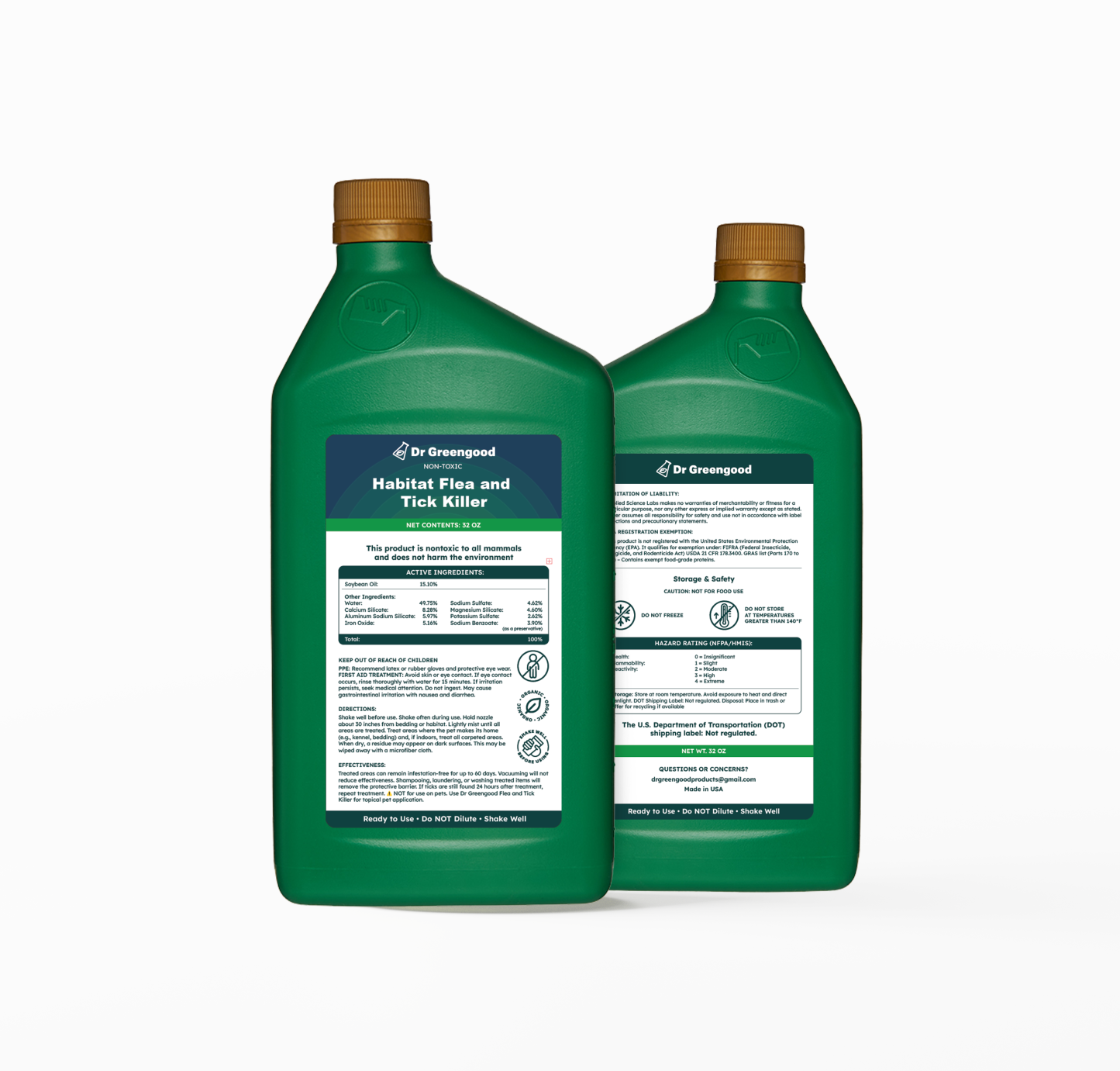 Dr Greengood Household Flea and Tick Killer- 32 Oz. Bottle (Ready to Use)
