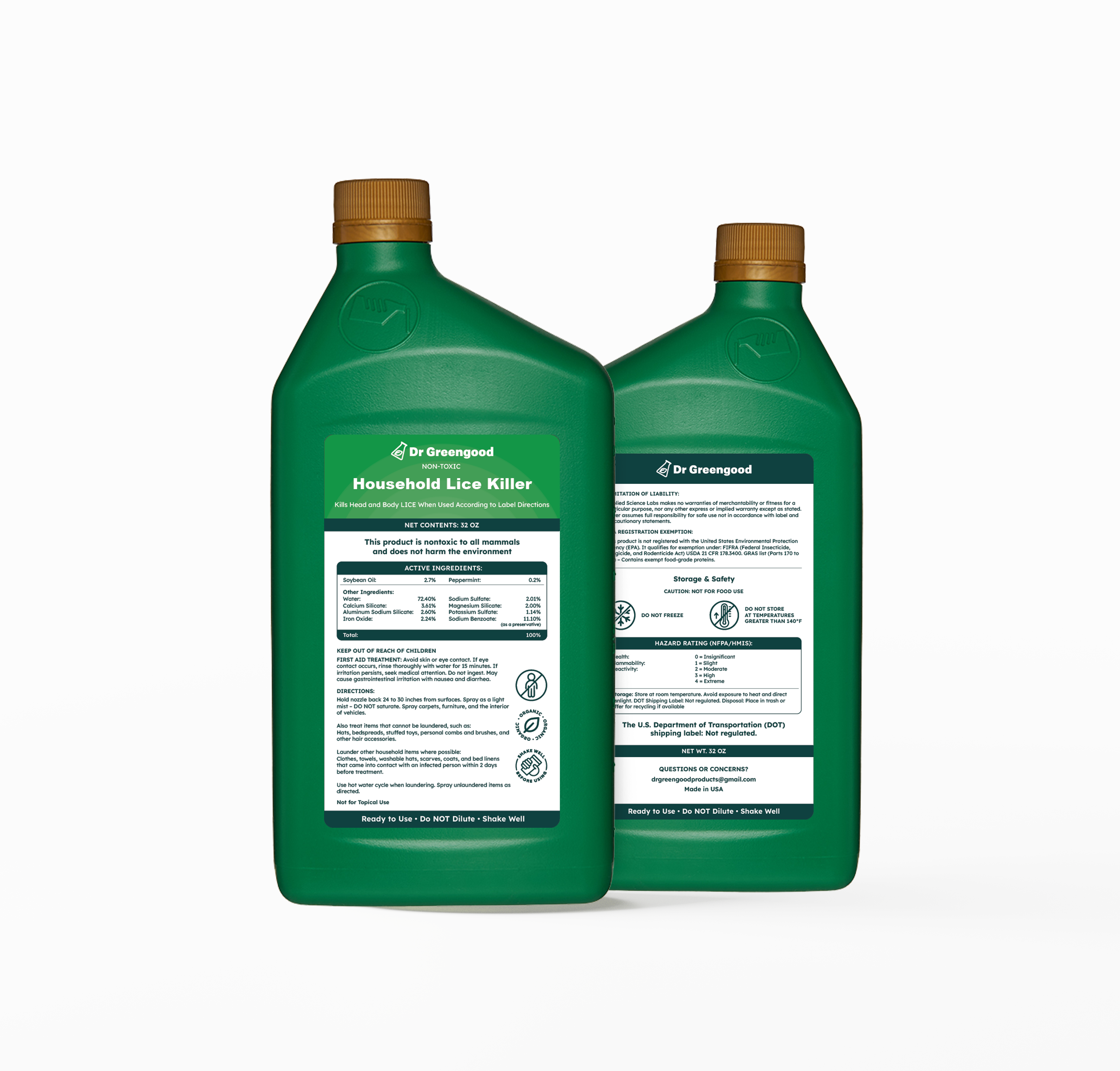 Dr Greengood Household Lice Killer- 32 Oz. Bottle (Ready to Use)