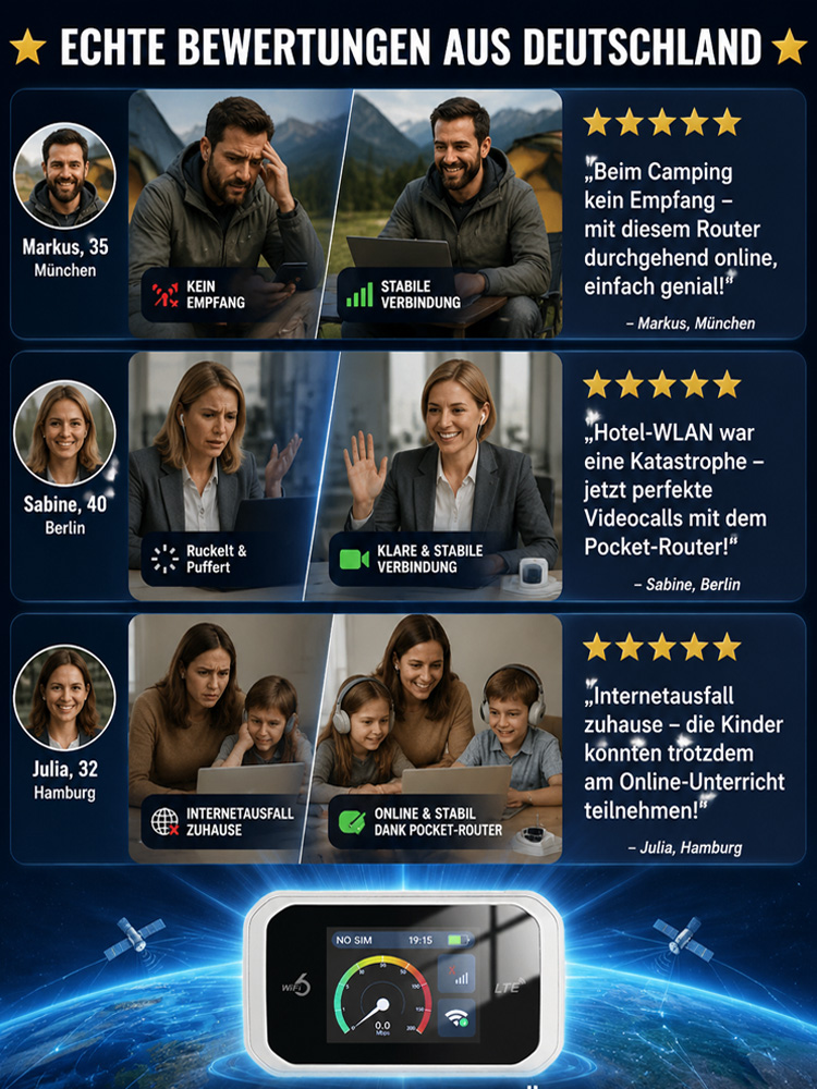 【Volle Rückerstattung bei Unwirksamkeit】Mobiler WiFi 6 Router: 500 Mbps Highspeed ohne SIM-Karte – Weltweit in 600+ Netzen sicher surfen