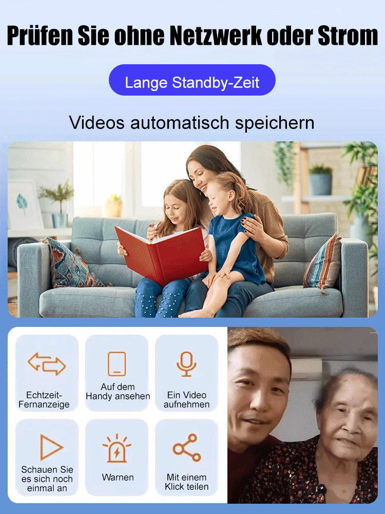 【✨In 1 Sekunde installiert, ohne Stromanschluss und Internetverbindung.】❤️Intelligente Überwachungskamera