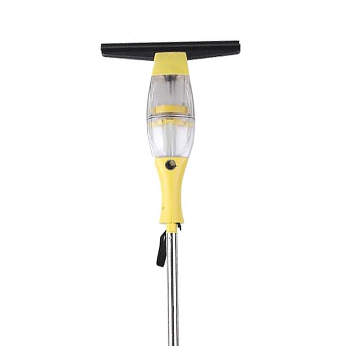 Akku Fenstersauger, Fensterreiniger elektrisch, Fensterputzer mit Teleskopstiel, Akkulaufzeit: 2.2Ah,40 min,28 cm Saugdüse, Sprühflasche mit Mikrofaserbezug für 360° streifenfreie Reinigung (Gelb)