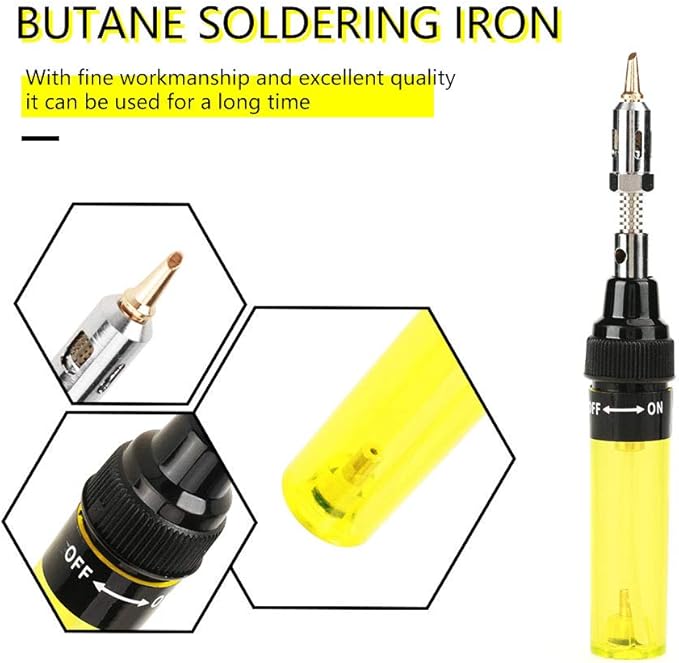 VA-100 Drahtlose Tragbare Heizung Werkzeug Butan Lötkolben Elektrische Blow Pen Schweißbrenner Werkzeuge (Gelb)