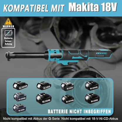 15CM Elektrischer Ratschenschlüssel Kompatibel mit Makita 18V Batterie 3/8" Akku Ratschenschlüssel 65 Ft-lbs Kabelloser Ratsche mit LED-Licht (ohne Batterie)