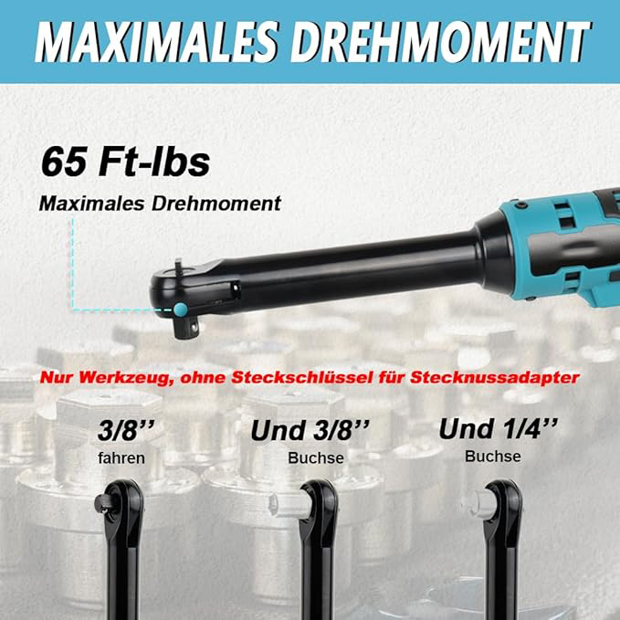 15CM Elektrischer Ratschenschlüssel Kompatibel mit Makita 18V Batterie 3/8" Akku Ratschenschlüssel 65 Ft-lbs Kabelloser Ratsche mit LED-Licht (ohne Batterie)
