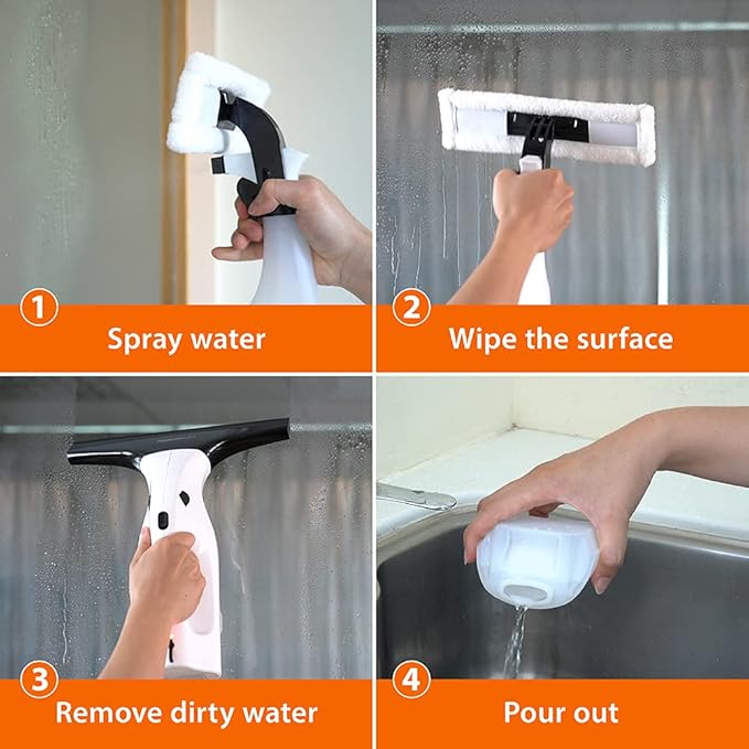 Fensterstaubsauger-Set mit wiederaufladbarer Lithiumbatterie, für Fenster, Fliesen, Spiegel und Duschschwände, EU-/UK-/US-/JP-Stecker enthalten, 2 stück