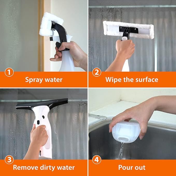 Fensterstaubsauger-Set mit wiederaufladbarer Lithiumbatterie, für Fenster, Fliesen, Spiegel und Duschschwände, EU-/UK-/US-/JP-Stecker enthalten, 2 stück