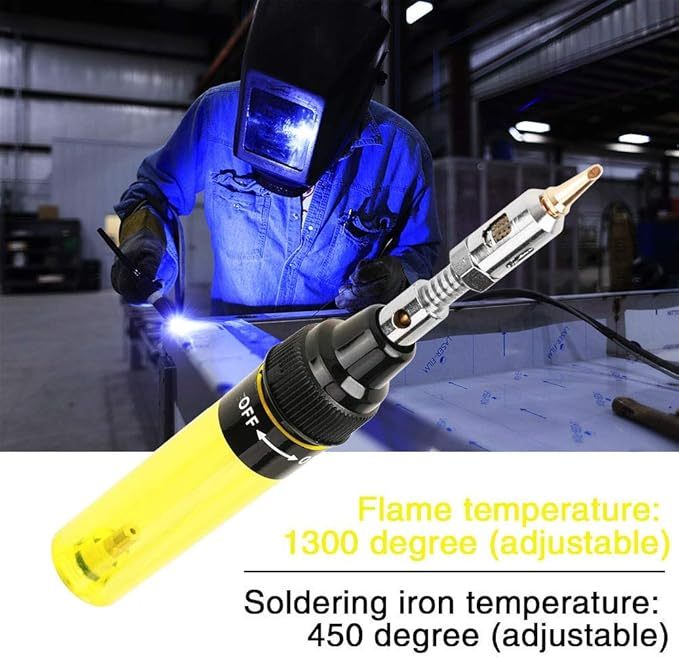 VA-100 Drahtlose Tragbare Heizung Werkzeug Butan Lötkolben Elektrische Blow Pen Schweißbrenner Werkzeuge (Gelb)