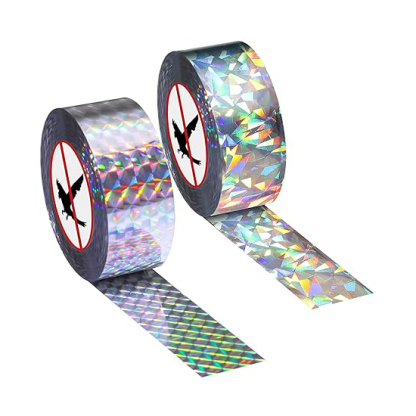 2 Rollen 80m x 2.4cm Vogelabwehr Vogelband, Vogelschreck Vogelabwehr, Reflektierendes Vogelabwehrband, Abwehrband Vogel Band Reflexion Reflektorband zur Vogelabwehr, für Protect Gärten Höfe Pflanze