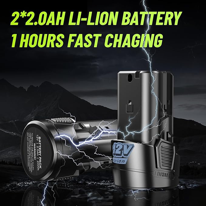 15CM Akku Ratschenschlüssel, 2x2000mAh Akku Ratsche, 400 U/Min Kabelloser Ratschenschlüssel Set mit Schnellladung und 7 Stecknüsse