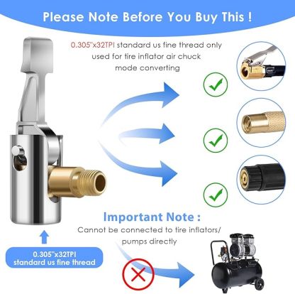 AOZUO 2 Stück 8mm Autoventil Adapter, Bosch Easy Pump Autoventil Hebelstecker Air Chuck Autoventil Adapter Reifen Ventil Luftpumpe Clip Fahrrad Ventil Adapter für Reifenventile