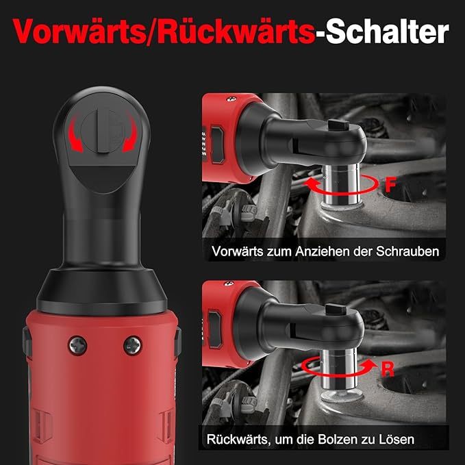 Elektrischer Ratschenschlüssel Set 3/8" 100N.m, 21V Akku Ratsche mit 2 * 2.0Ah Akku, Kabelloser Ratschenschlüssel Set inkl. 8 Stecknüsse, Adapter & Verlängerungsstange